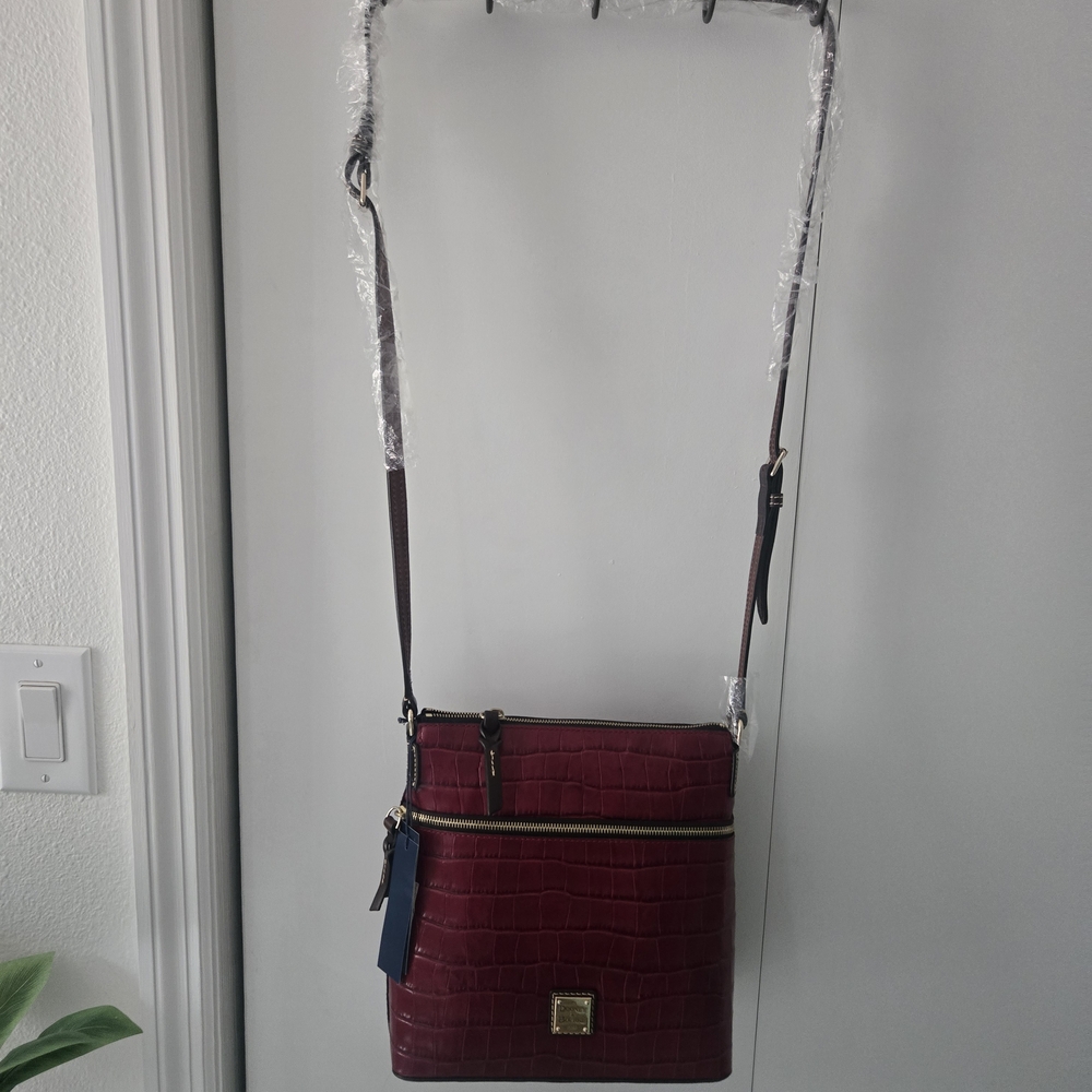 Dooney & Bourke Burgundy Croc Embossed Crossbody Bag - Picture 4 of 9